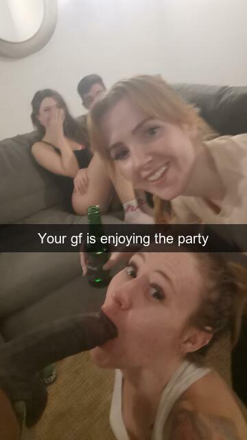 your gf has a bad influence friend. she invited her to a party without you.