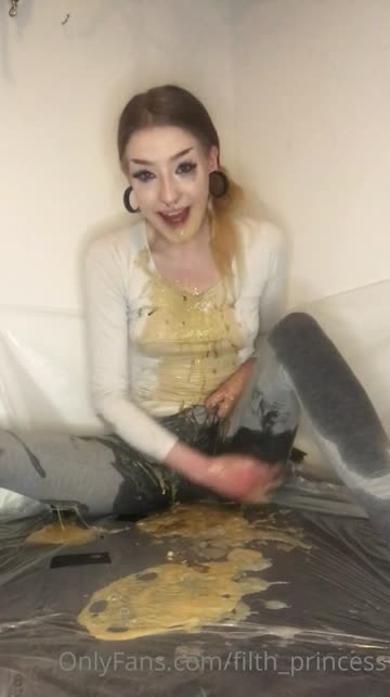 filth princess covering herself in vomit
