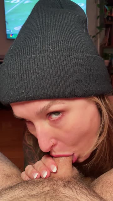 after a long hard day of watching football my man just really needed a blowjob