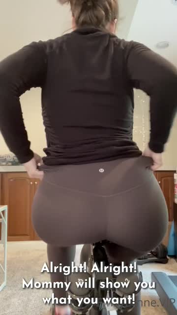 mom flashes you her phat white ass while she's on the exercise bike