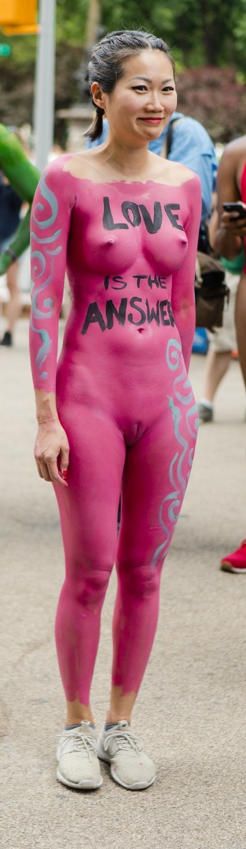 bodypainted girl showing off her cute vagina
