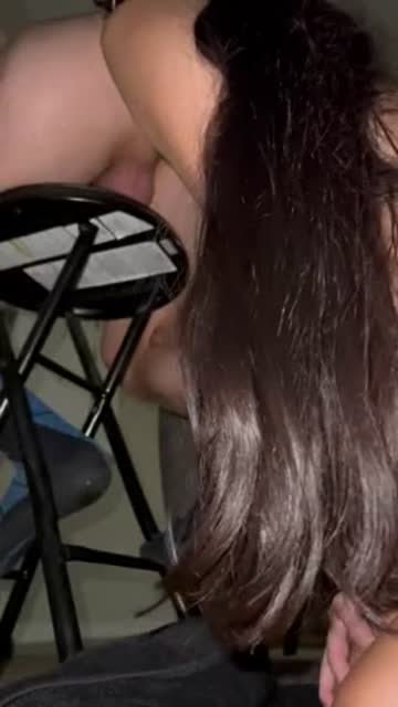 he eats food on the chair while i clean his asshole (f18)