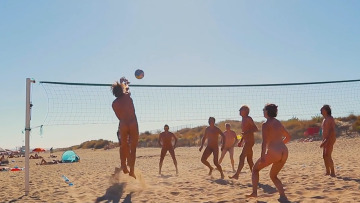 nudist's favorite sport: beach volleyball