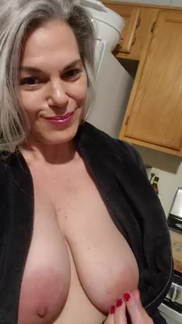 48f just a milf in the kitchen. care for a snack