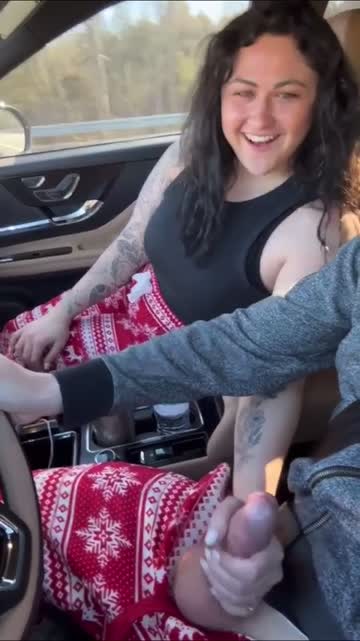 stroking while he drives