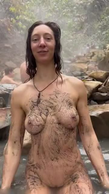 exfoliating my skin at the hot spring