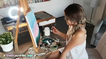 tiniest downblouse during her painting video