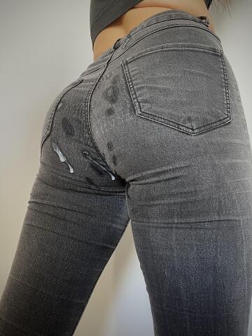 tight ass white cum black jeans