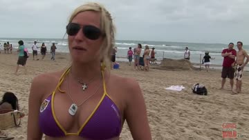 christian girl flashing on the beach