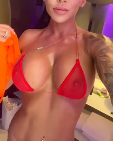 my bikini for the walk to the pool , then its topless all day