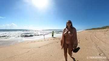 dared to wear nothing under my beach coverup for a walk down the beach [f]
