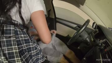 horny school girl squirts uncontrollably in the car