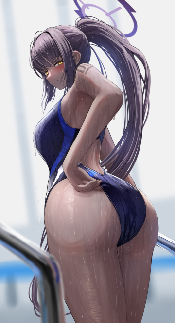 karin in a competition swimsuit (silver bullet) [blue archive]