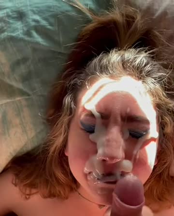 cute chick gets covered in thick creamy cum