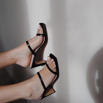 black sandals & white nails