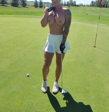 playing topless again with my husband's friends. one of them will get hole 19