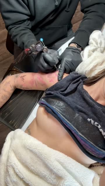 dared to nip slip while getting a tattoo! [f]
