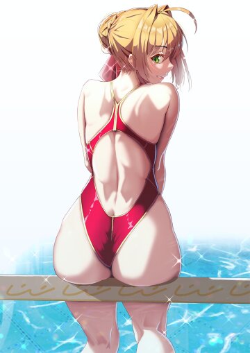 swimsuit nero looking back booty (solar bim) [fate]