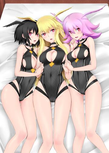 (assassin) valkyrie triplets in bed.