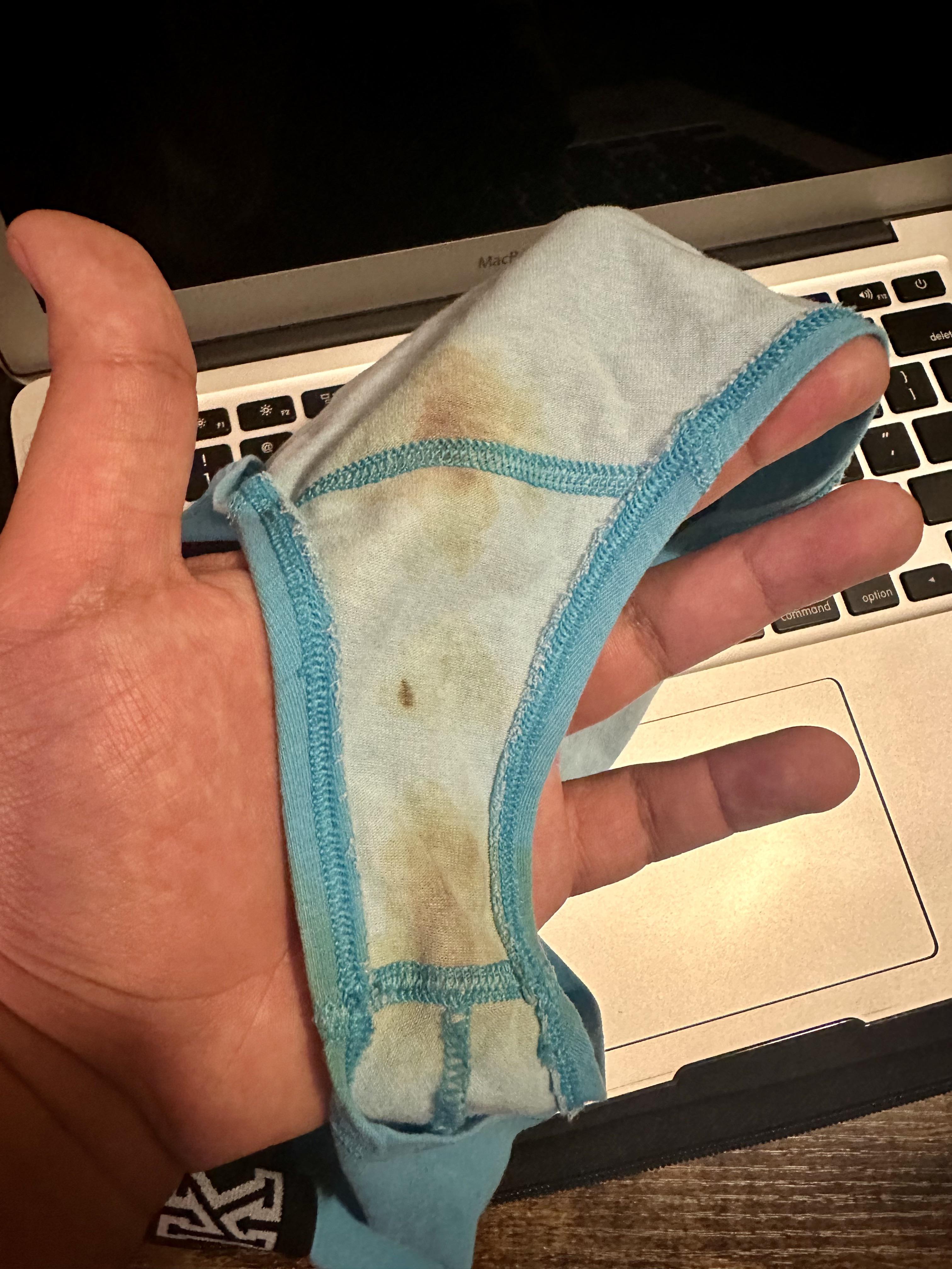 Any other guys sniff their wifes dirty panties while they stroke? pic