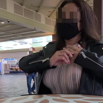 my boobs at the food court