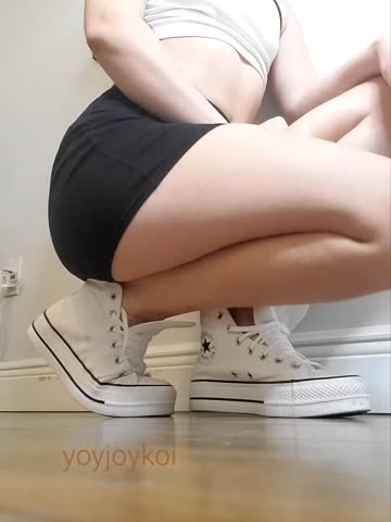 black skirt white panties