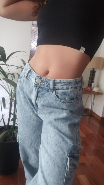 jean, croptop, and a deep belly button