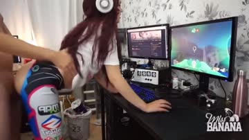 d.va cosplay girl gets fucked while playing overwatch