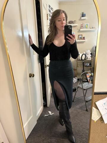this pencil skirt has a very high slit but i like it