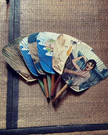 i found these antique bamboo and paper fans in an old abandoned farmhouse i bought in japan