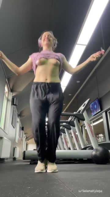 sneaking my titties out while jumping rope at the gym [gif]