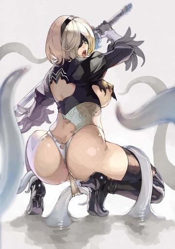 2b about to be used by tentacles (nishii / nitroplus)