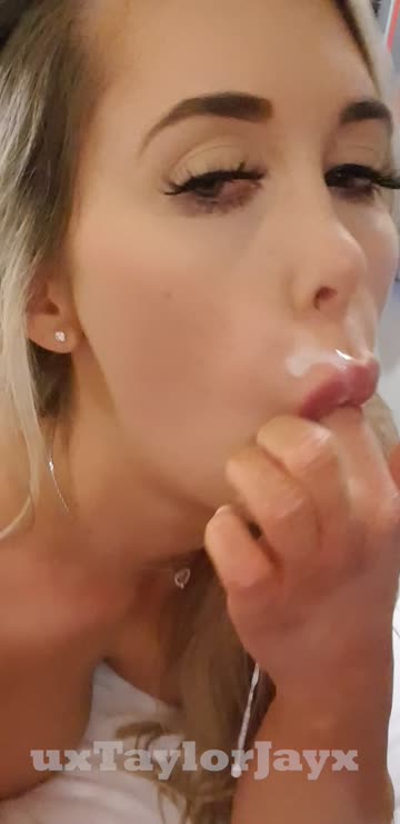 when we finally decided to let another man cum directly into my mouth i couldn't help but show it off! my husband said cum in mouth felt more of a big deal than a creampie and kissing him later on was wild!