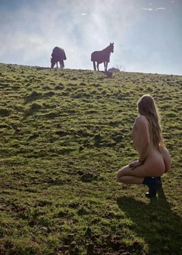 outside naked with my horses