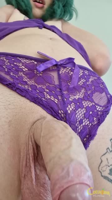 put your tongue out and let me slide my thick girl cock inside