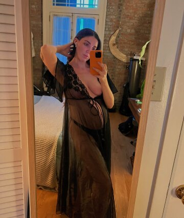 i love dressing up in sheer vintage lingerie while pregnant