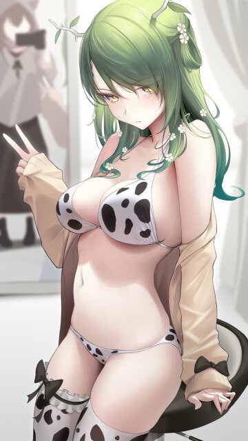 ceres fauna in cow print (meow_somebody__) [hololive]