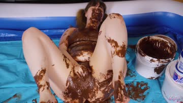 covered in chocolate and masturbating