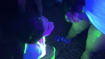 glow party had us both turned on, i was so busy enjoying his first facial, i didn't see it coming when he came on my face again