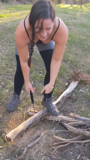 you don't need an axe or a chainsaw, just a girl who knows how to work her arms right 👍