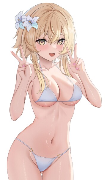 lumine approves her swimsuit choice~✌️❤️‍🔥✌️