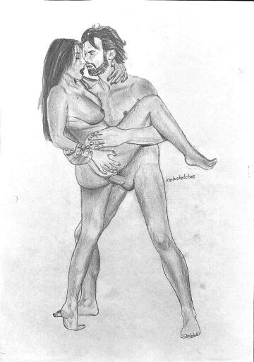 passionate couple - a sketch by me