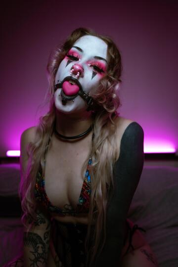 clown girl being taught to behave