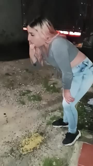 vomiting in the public street while my mom taxes me 😅🤮