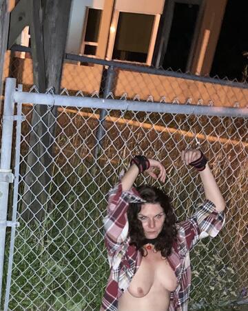there's only one way you're getting uncuffed from this fence