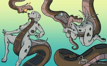 {image} “hot dog eating contest p2: kaa and perdita” by omny [m/f] [furry]