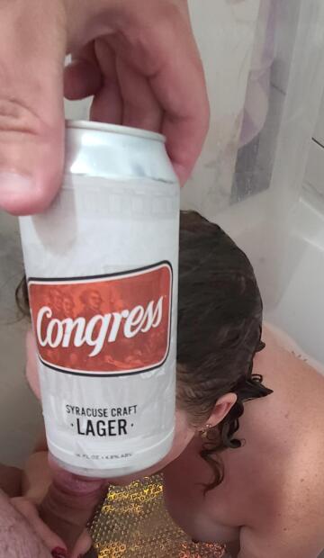 i'm not for politics but glad that congress was in session last night. this beer was surprisingly good but was not the highlight of the shower...