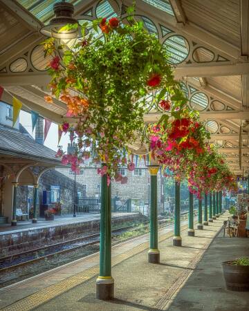 the historic knaresborough railway station serving the market town of knaresborough on the river nidd, north yorkshire, england.