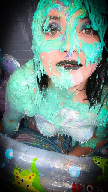sneak peek from my newest messy session - first messy pegging while covered in cake batter 💦