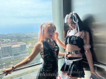 with @neerukitten 🥰 being @domina_america’s slaves for more than 24h. plot twist: i am going to be holding her cage keys for this august while i am on chastity!!